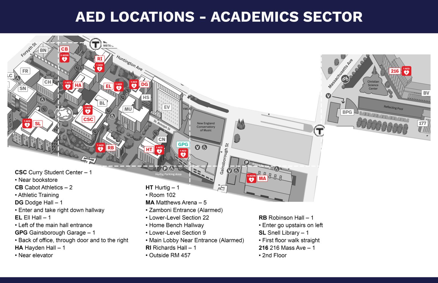 AED Locations - Northeastern University's Police Department