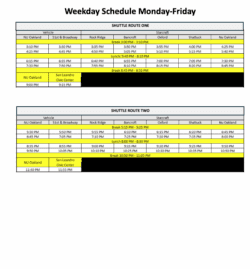Monday - Friday Shuttle Schedule 2025-26